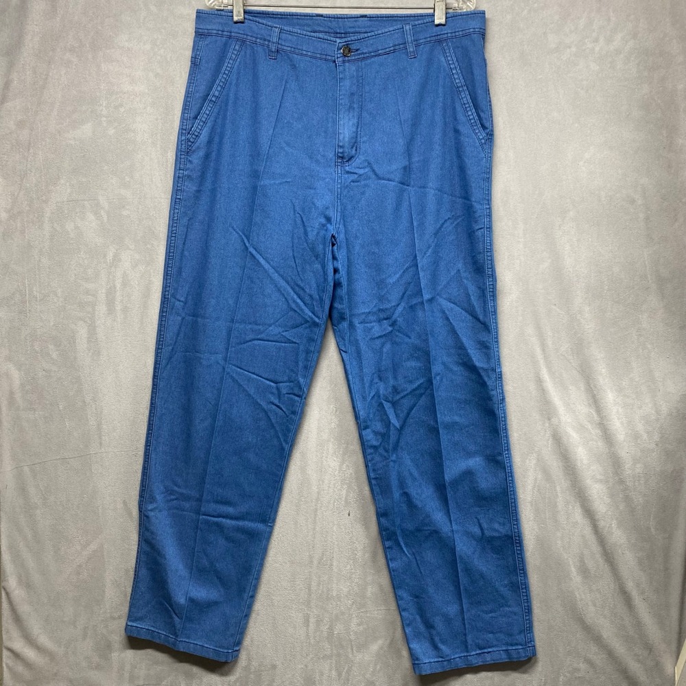 Yuan Nuo Teng Blue Denim Jeans Sz 35 Straight Leg Casual‎ Workwear Mens Trousers